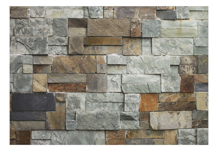 Photo Wallpaper Stone wall - Background maintained in shades of gray and bronze 137414 additionalImage 1