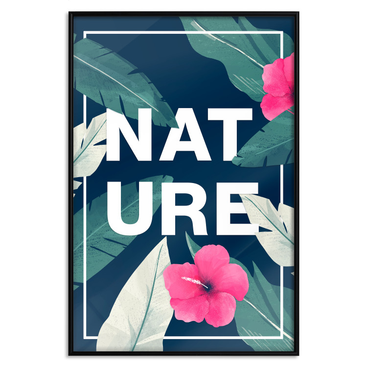 Wall Poster Nature - English text among leaves on a navy background 137914 additionalImage 2