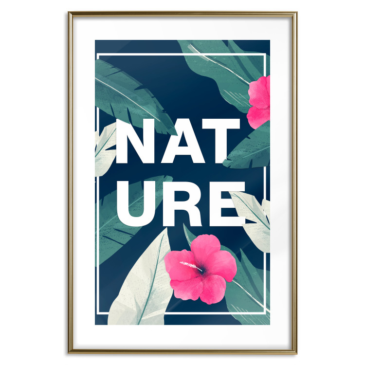 Wall Poster Nature - English text among leaves on a navy background 137914 additionalImage 17