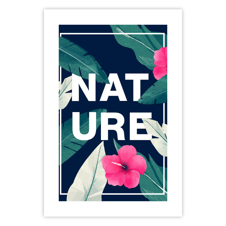 Wall Poster Nature - English text among leaves on a navy background 137914 additionalImage 3
