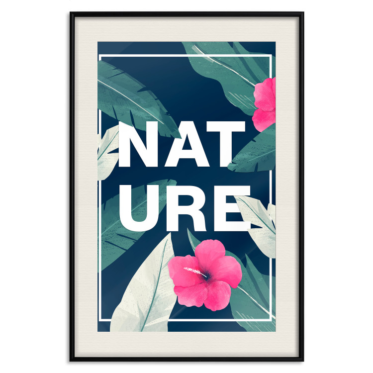 Wall Poster Nature - English text among leaves on a navy background 137914 additionalImage 23
