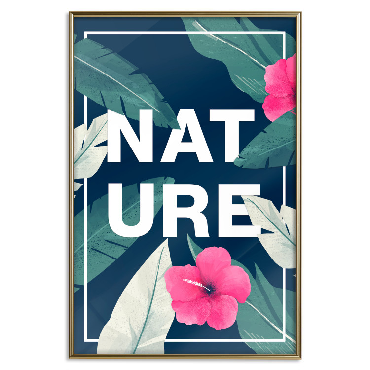 Wall Poster Nature - English text among leaves on a navy background 137914 additionalImage 26