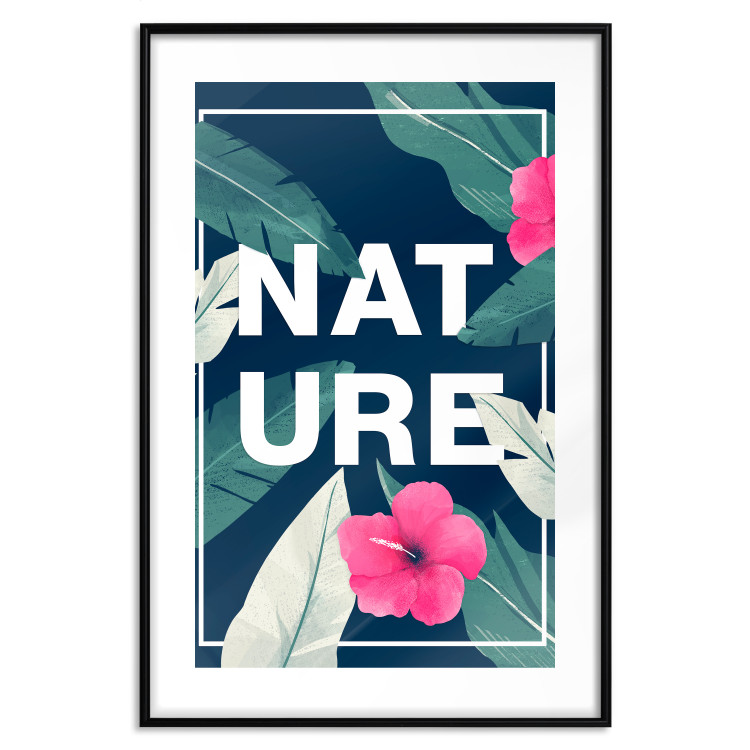 Wall Poster Nature - English text among leaves on a navy background 137914 additionalImage 25