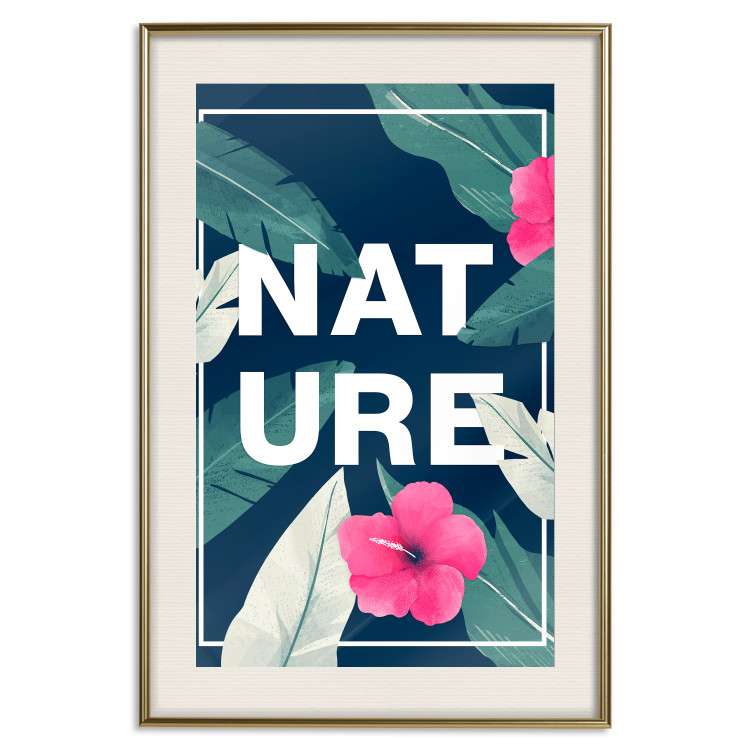 Wall Poster Nature - English text among leaves on a navy background 137914 additionalImage 22