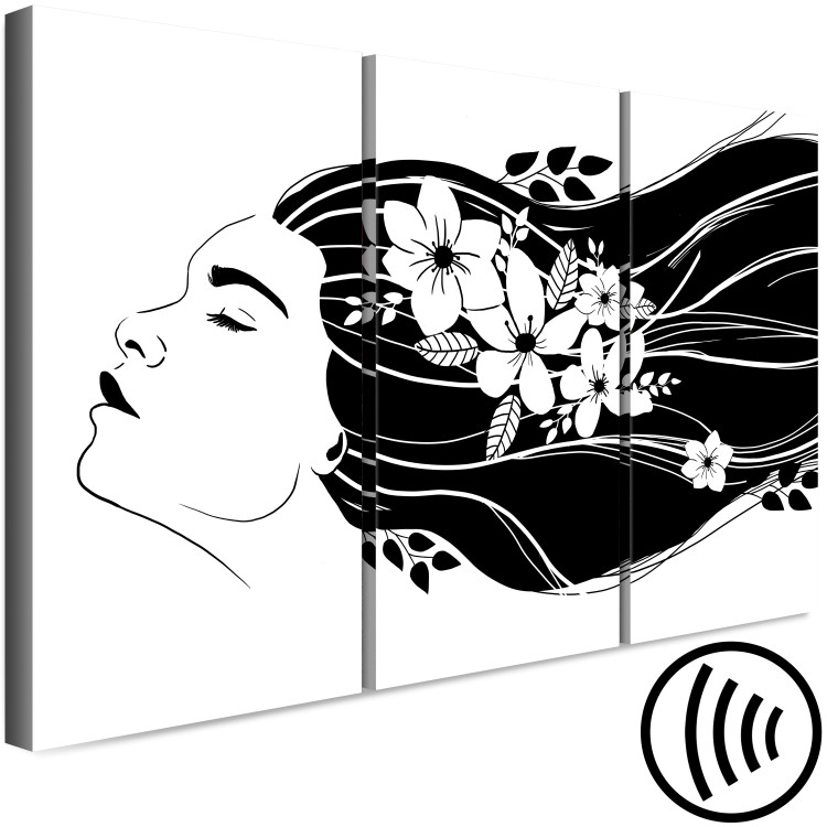 Canvas Print Floral Energy (3-piece) - woman's face with flowers in her hair 138314 additionalImage 6