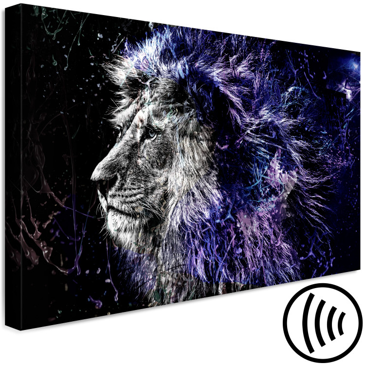 Canvas Art Print Majesty of the King (1-piece) Wide - lion in profile on a black background 138414 additionalImage 6