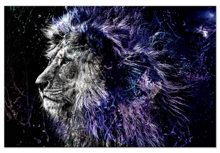 Canvas Art Print Majesty of the King (1-piece) Wide - lion in profile on a black background 138414