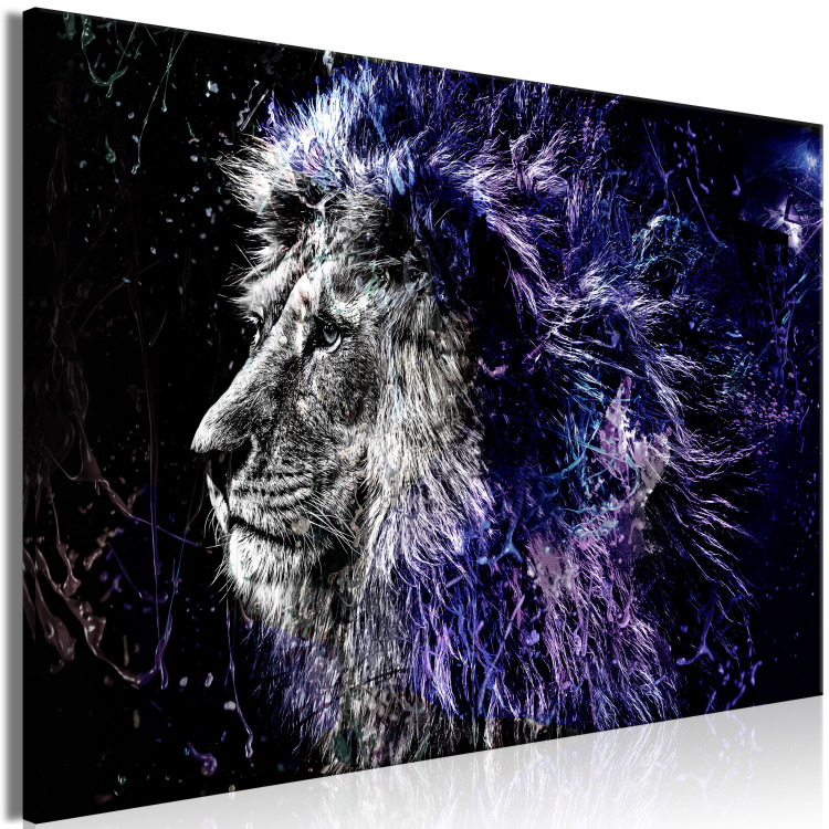 Canvas Art Print Majesty of the King (1-piece) Wide - lion in profile on a black background 138414 additionalImage 2