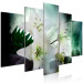 Canvas Print Turquoise Wind (5-piece) Wide - lilies on an abstract background 143414 additionalThumb 2