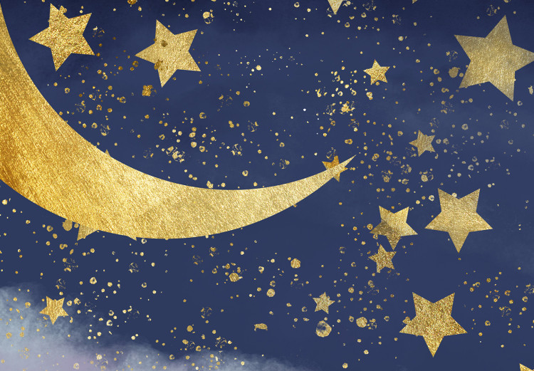 Wall Mural Night sky - children's landscape with golden moon and stars 143714 additionalImage 7