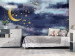 Wall Mural Night sky - children's landscape with golden moon and stars 143714
