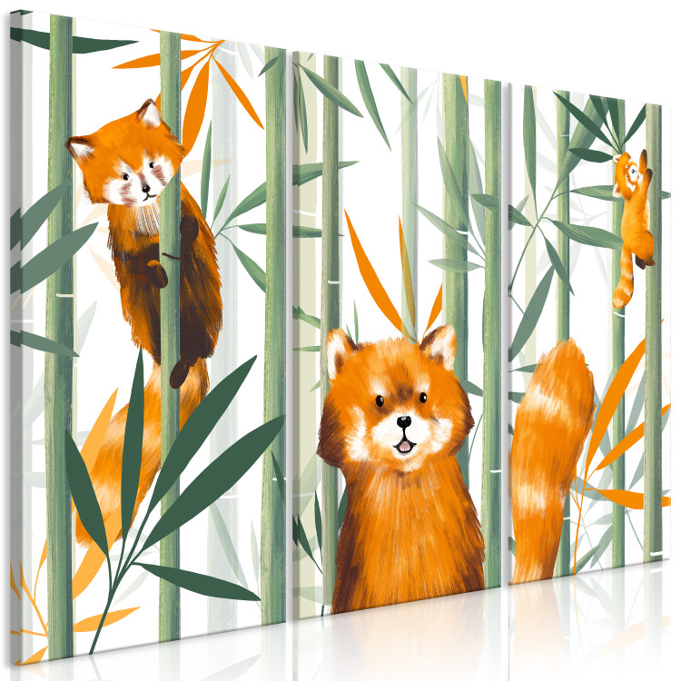 Canvas Art Print Cheerful Red Pandas (3-piece) - animals and plants for children 144514 additionalImage 2