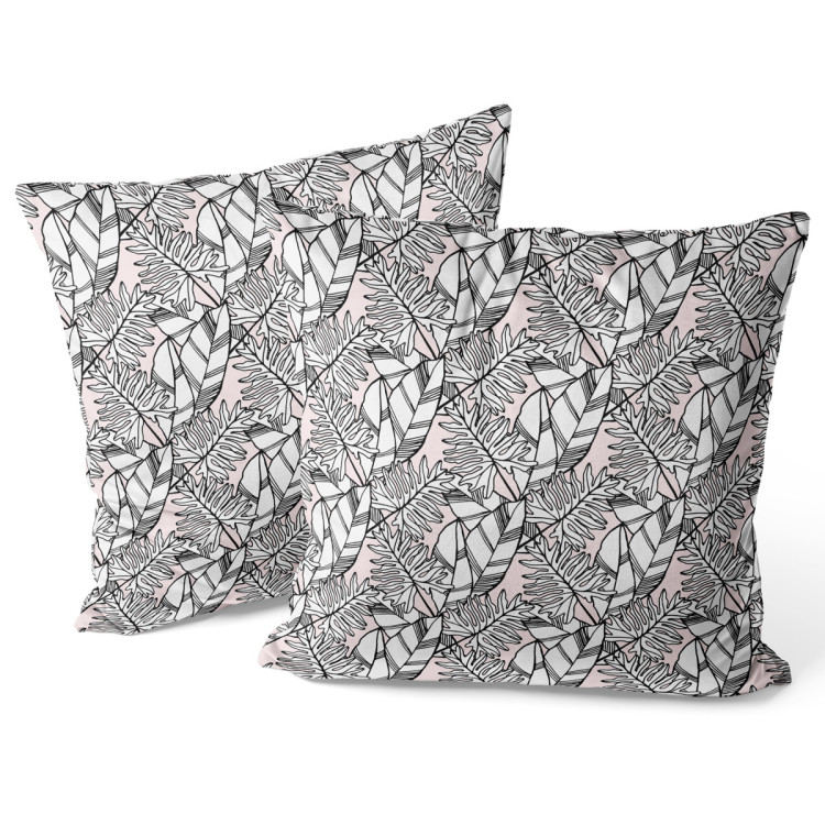 Decorative Velor Pillow Leafy mauresque - black and white floral pattern in linear style 147114 additionalImage 3