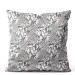 Decorative Velor Pillow Leafy mauresque - black and white floral pattern in linear style 147114