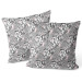Decorative Velor Pillow Leafy mauresque - black and white floral pattern in linear style 147114 additionalThumb 3