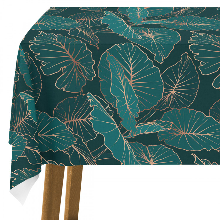Tablecloth Night jungle - a botanical composition with allocasia leaves and gold 147214