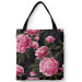 Shopping Bag Chinese peonies - floral motif in shades of pink on a dark background 147614