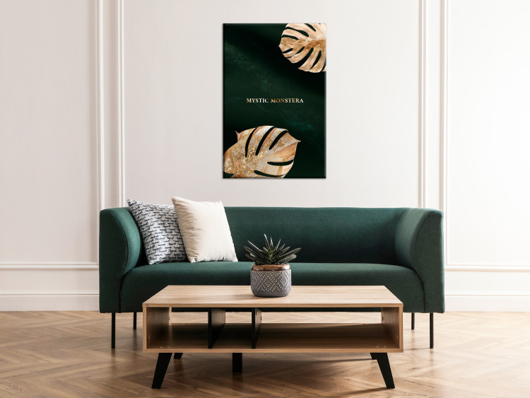 Canvas Print Monstera Leaves (1-piece) - landscape with plant motif and text 148914 additionalImage 3