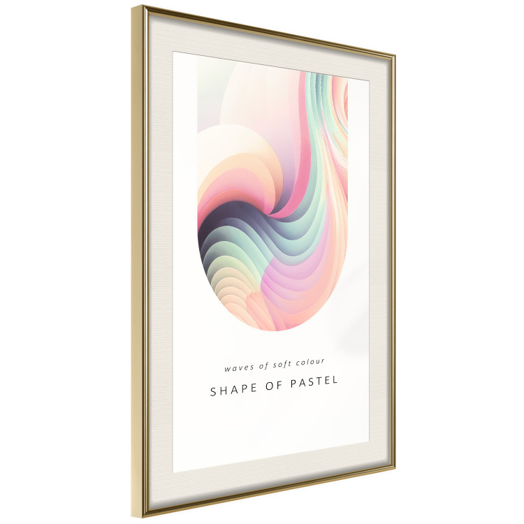 Poster Abstraction - Wave of Pastel Stripes With a Description on a White Background 149714 additionalImage 10