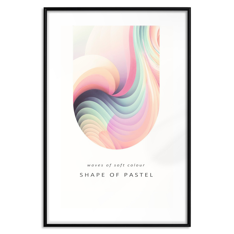 Poster Abstraction - Wave of Pastel Stripes With a Description on a White Background 149714 additionalImage 24