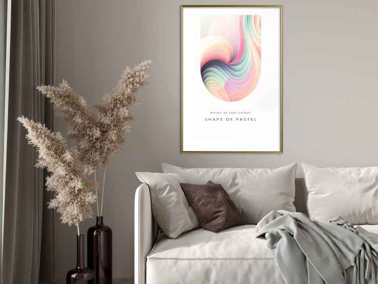Poster Abstraction - Wave of Pastel Stripes With a Description on a White Background 149714 additionalImage 15