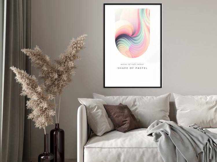 Poster Abstraction - Wave of Pastel Stripes With a Description on a White Background 149714 additionalImage 16