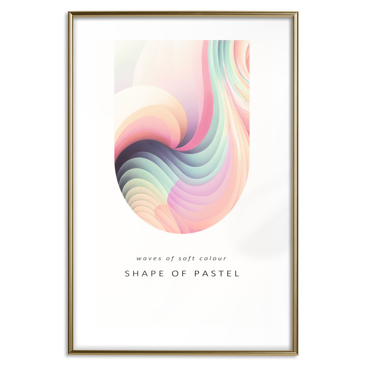 Poster Abstraction - Wave of Pastel Stripes With a Description on a White Background 149714 additionalImage 25