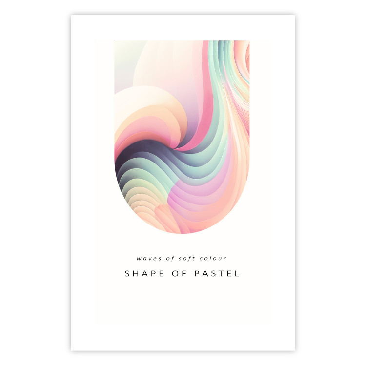 Poster Abstraction - Wave of Pastel Stripes With a Description on a White Background 149714 additionalImage 21