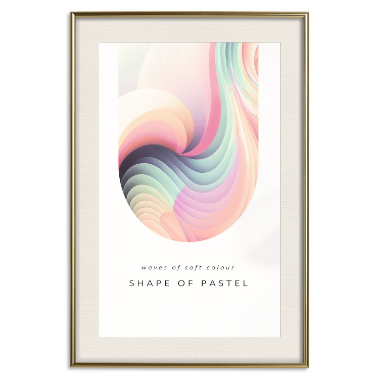 Poster Abstraction - Wave of Pastel Stripes With a Description on a White Background 149714 additionalImage 27
