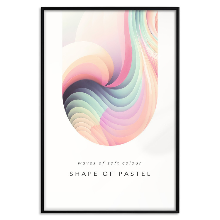 Poster Abstraction - Wave of Pastel Stripes With a Description on a White Background 149714 additionalImage 22
