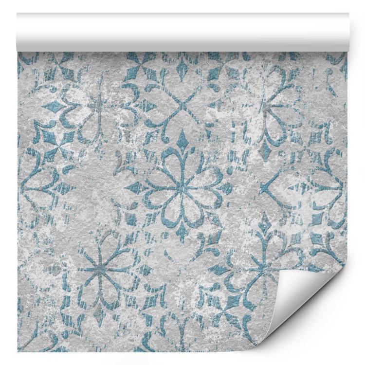 Modern Wallpaper Pattern - Blue, Slightly Blurred Pattern With a Flower Motif on a Gray Background 149914 additionalImage 6