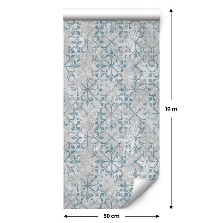 Modern Wallpaper Pattern - Blue, Slightly Blurred Pattern With a Flower Motif on a Gray Background 149914 additionalImage 7