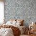 Modern Wallpaper Pattern - Blue, Slightly Blurred Pattern With a Flower Motif on a Gray Background 149914 additionalThumb 4
