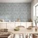 Modern Wallpaper Pattern - Blue, Slightly Blurred Pattern With a Flower Motif on a Gray Background 149914 additionalThumb 8