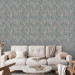 Modern Wallpaper Pattern - Blue, Slightly Blurred Pattern With a Flower Motif on a Gray Background 149914