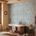 Modern Wallpaper Pattern - Blue, Slightly Blurred Pattern With a Flower Motif on a Gray Background 149914 additionalThumb 10