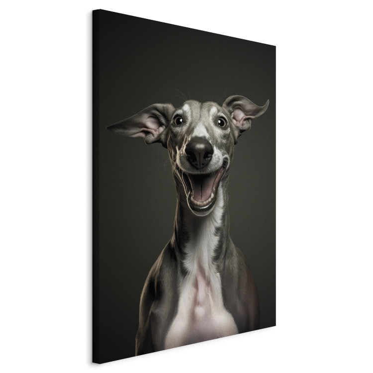 Canvas Print AI Greyhound Dog - Portrait of a Wide Smiling Animal - Vertical 150214 additionalImage 2