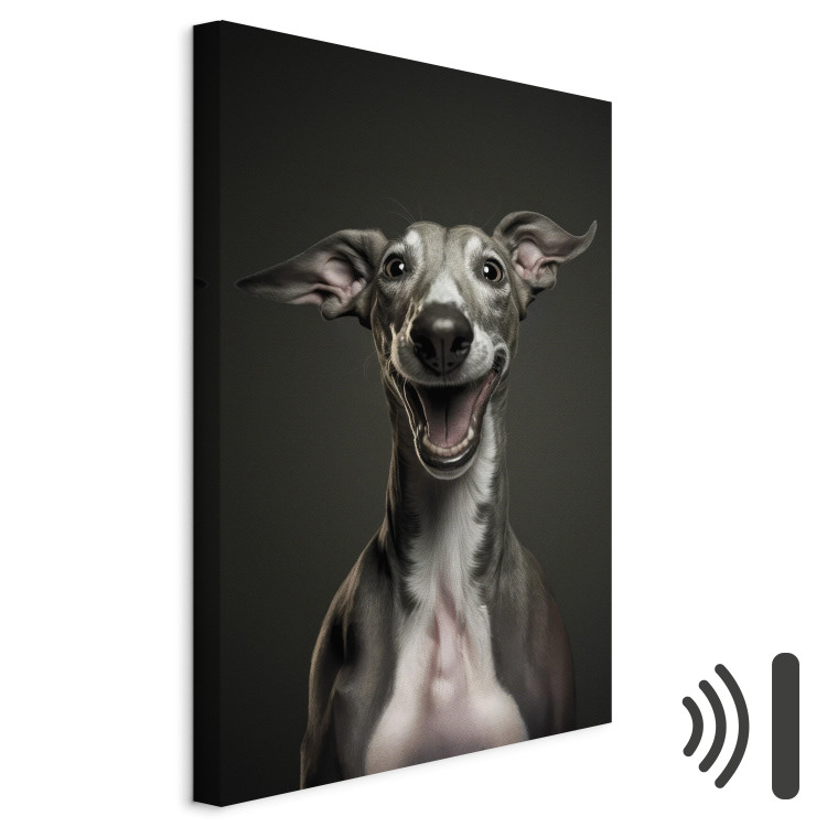 Canvas Print AI Greyhound Dog - Portrait of a Wide Smiling Animal - Vertical 150214 additionalImage 8