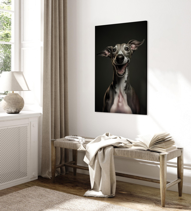 Canvas Print AI Greyhound Dog - Portrait of a Wide Smiling Animal - Vertical 150214 additionalImage 4