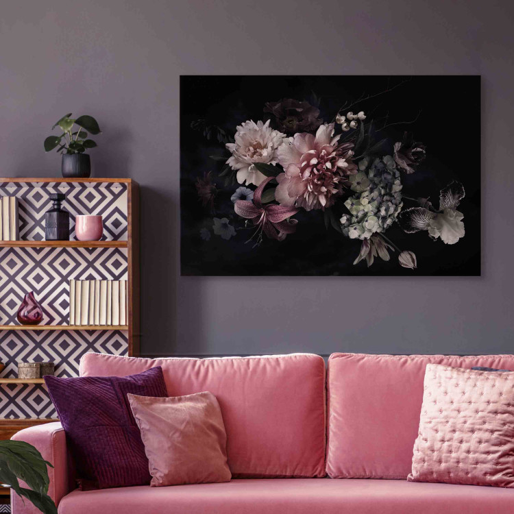 Canvas Print Dutch Bouquet - Composition With Flowers on a Black Background 151214 additionalImage 3