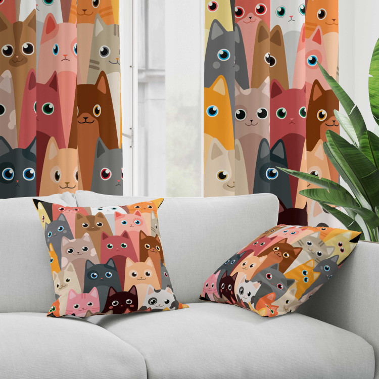 Decorative Microfiber Pillow Colorful Animals - Drawing Composition With Cats in Different Colors 151314 additionalImage 3