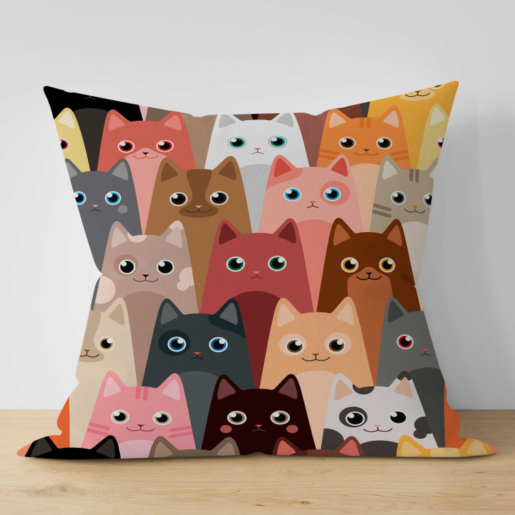 Decorative Microfiber Pillow Colorful Animals - Drawing Composition With Cats in Different Colors 151314 additionalImage 4
