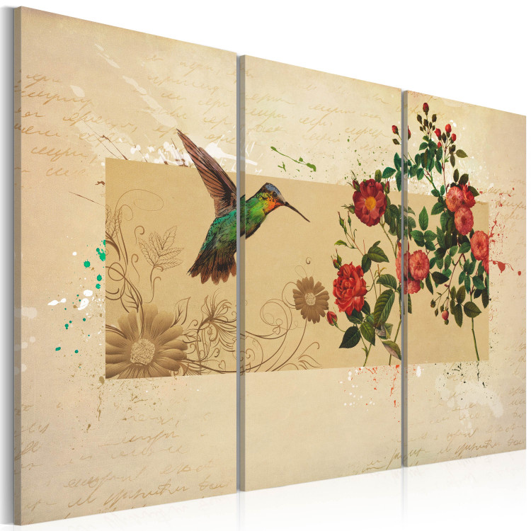 Canvas Art Print Hummingbird and roses 55714 additionalImage 2