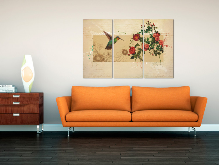 Canvas Art Print Hummingbird and roses 55714 additionalImage 3