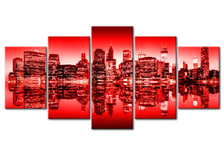 Canvas Red glow over New York - 5 pieces 58314