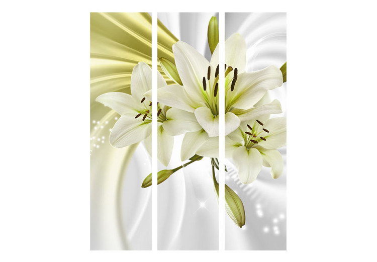 Room Divider Screen Green Enchantment - romantic lily flower with subtle green detail 95514 additionalImage 3