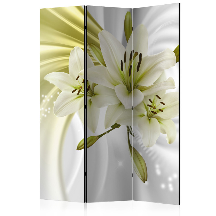 Room Divider Screen Green Enchantment - romantic lily flower with subtle green detail 95514