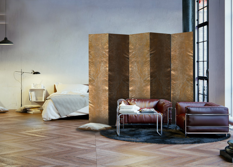 Room Divider Screen Copper Elegance II - artistic fabric texture with a copper motif 95614 additionalImage 2
