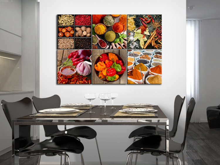 Canvas Art Print Colorful Kitchen - Still Life with Bell Pepper and Kitchen Spices 98114 additionalImage 3