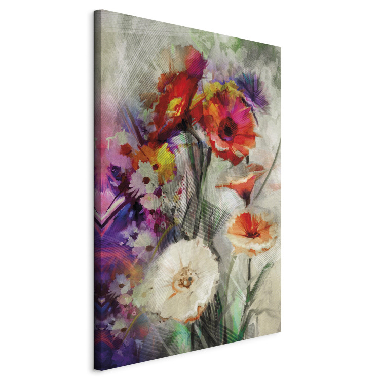 Canvas Two-Tone Gerberas (1-piece) - Rustic Beige-Red Flowers 98214 additionalImage 2